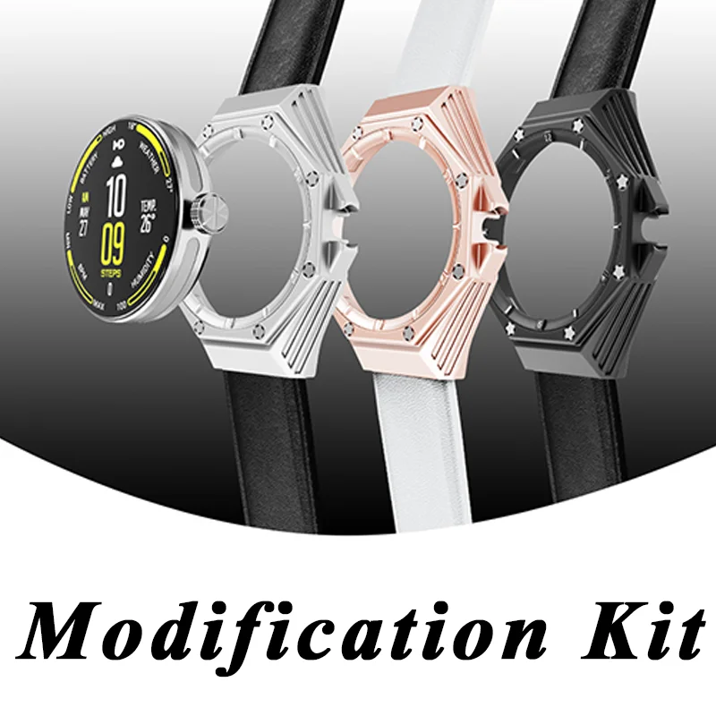 Luxury Starp Modification Kit for HUAWEI GT Cyber Stainless Steel Case Leather Band for Huawei GT Cyber Series Bracelet Set