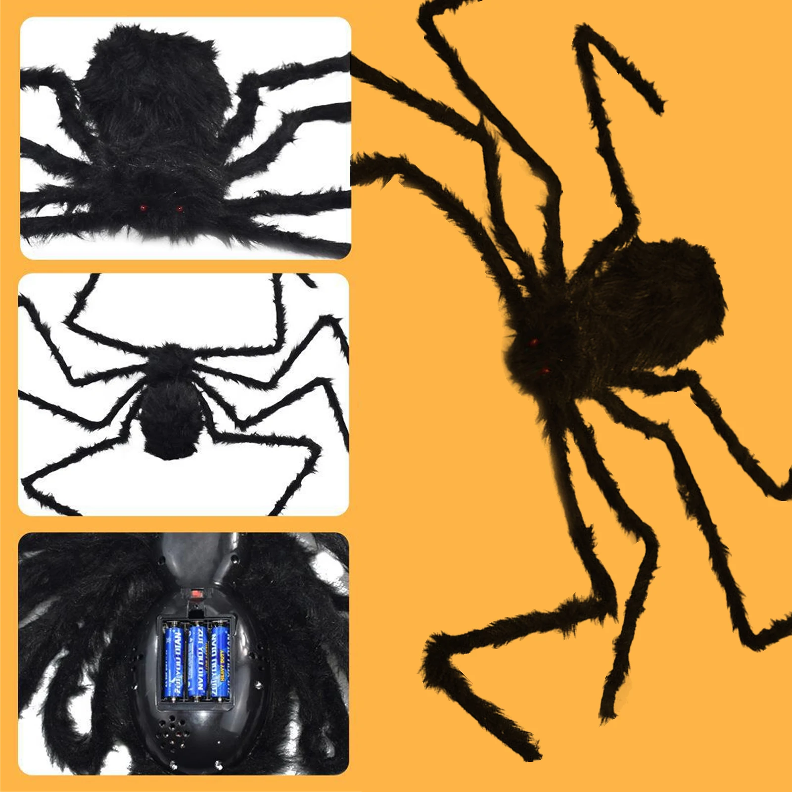 

Halloween Giant Hairy Spider With Cobweb Realistic Halloween Spider Light Up Props With Spooky Sounds Haunted House Yard Decor