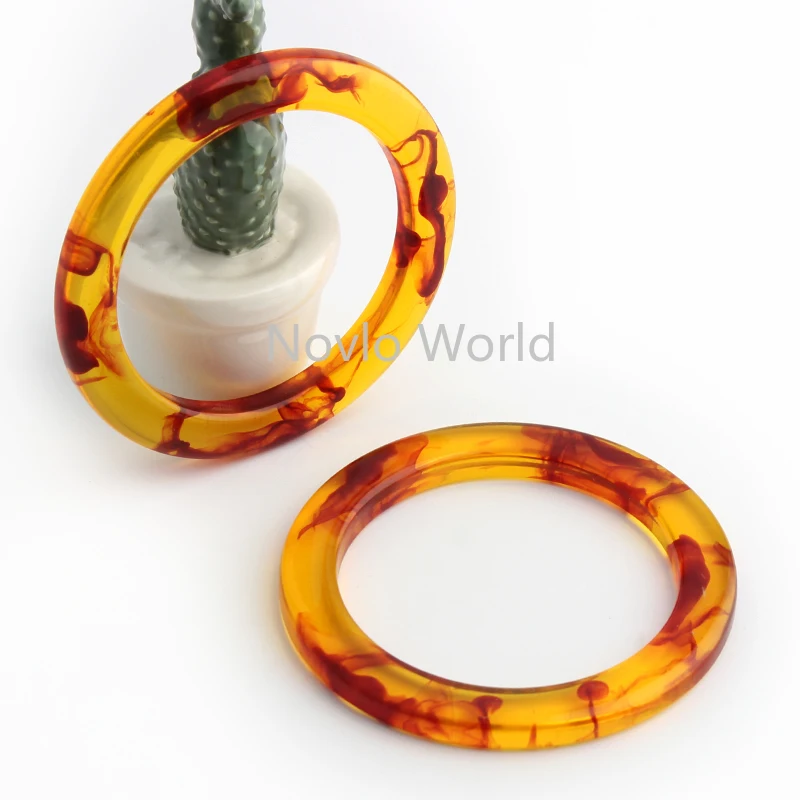 4-10pcs 10cm Amber Resin Flat O Ring Handles For Woman Handbag Purse Replacement Handlle Accessories 2022 Hot Sale