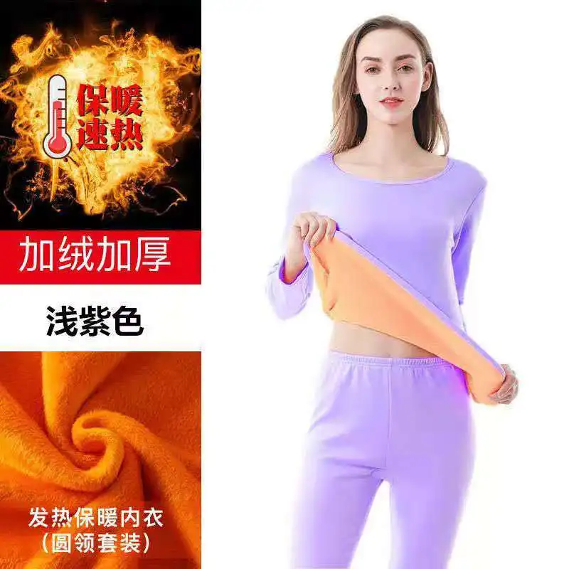 Warm Clothing Women Thermal Underwear Sets For Winter New Solid Color Middle Neck Thin Versatile And Slim Bottom