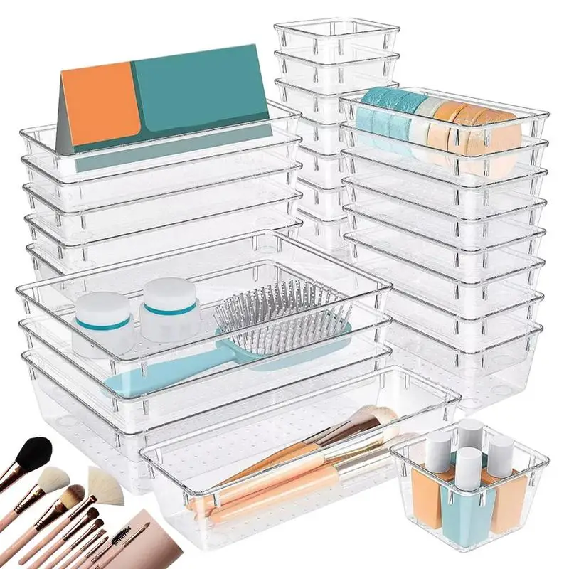 

Stackable Drawers Anti-Slip Organizer Bins Drawer Organizer Set For Classified Storage In Bedroom Bathroom Offices Kitchen