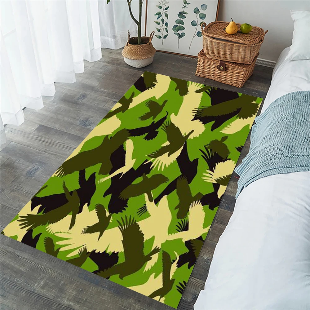

CLOOCL Camouflage Floor Mats Bird Printed Carpets for Living Room Area Rugs Flannel Non-slip Kitchen Mat Dropshipping
