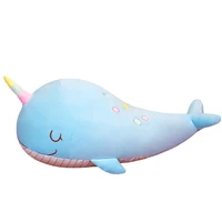 new giant cartoon whale plush toy stuffed animal narwhale fish doll fluffy soft baby sleeping pillow girl kids gift