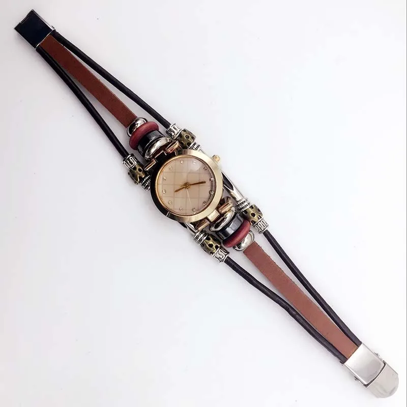 Turquoise Quartz Watch, Butterfly Opal Multilayer Braid Handmade Pure Leather, Alternative Fashion Punk