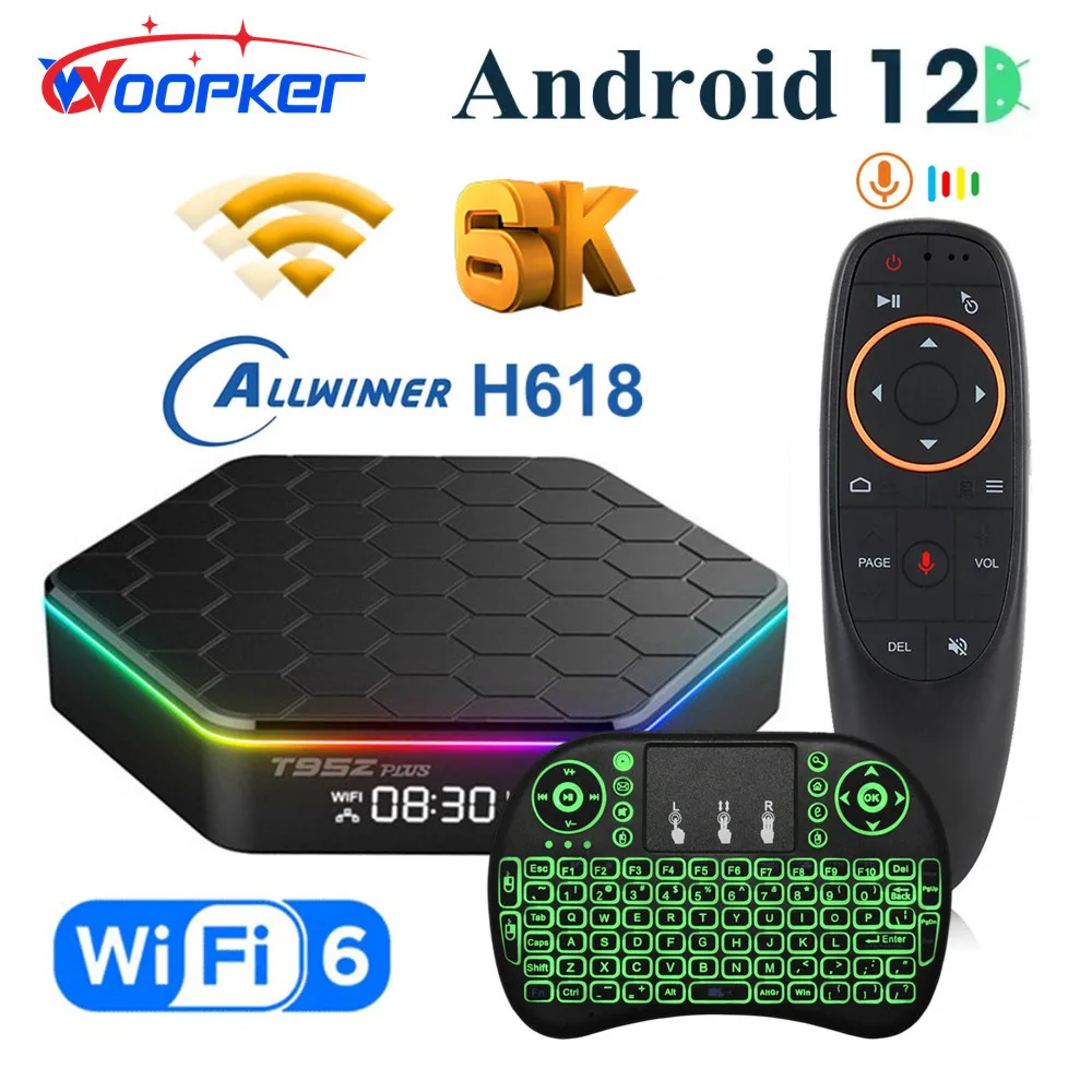 ТВ-приставка Woopker T95Z PLUS, 2023 дюйма, Android 12, 6K, 2 + 16 ГБ, Wi-Fi, BT