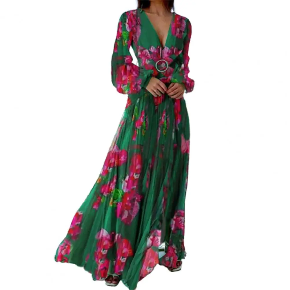 

Платье в стиле бохо вечерние длинным рукавом, вечернее платье, женское длинное плиссированное платье с цветочным принтом в стиле бохо