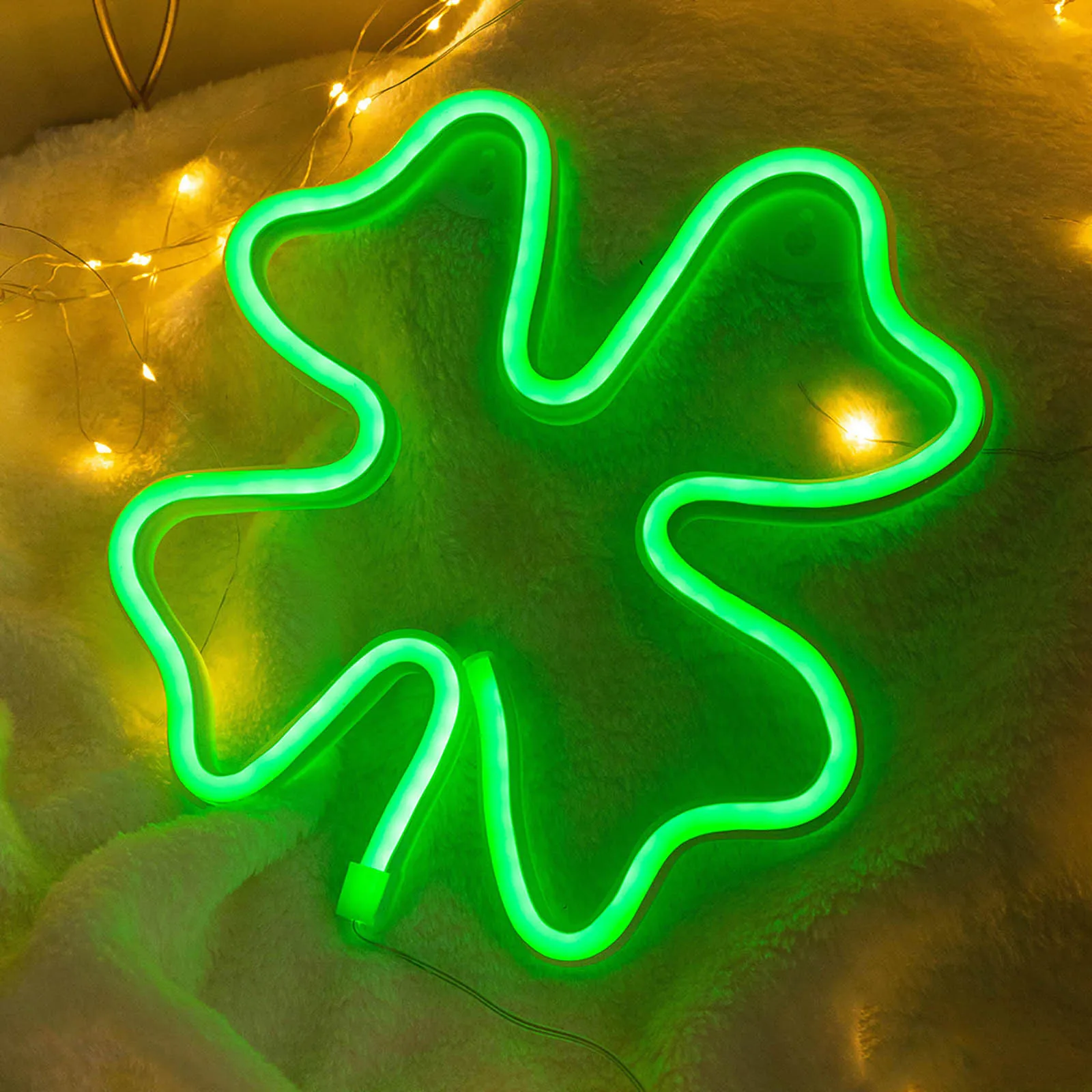 

Светильник для украшения дня St paфокусов, светодиодный светильник для окна с зеленым клевером, работающий от ирландского шампода, неоновые т...