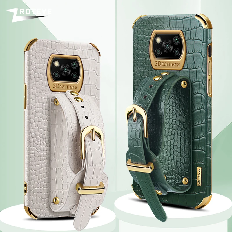 

Чехол для Xiaomi Poco X3 NFC, чехол из искусственной кожи с тиснением под крокодила для Xiaomi Poco F3 F4 GT Xiomi Pocophone X3 M3 M4 X4 Pro