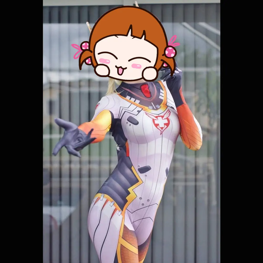 

Adults Female d.va Mercy Cosplay Costumes Superhero Zentai Suit dva Halloween Bodysuit Kids Party Jumpsuits