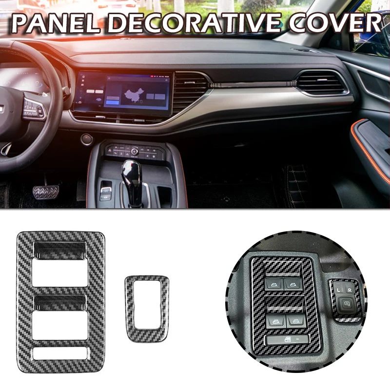 

12pcs/set Car Switch Trim Cover ABS Carbon Fiber Automobile Window Switch Panel Decorative Covers For Ford For Bronco 2021-2023