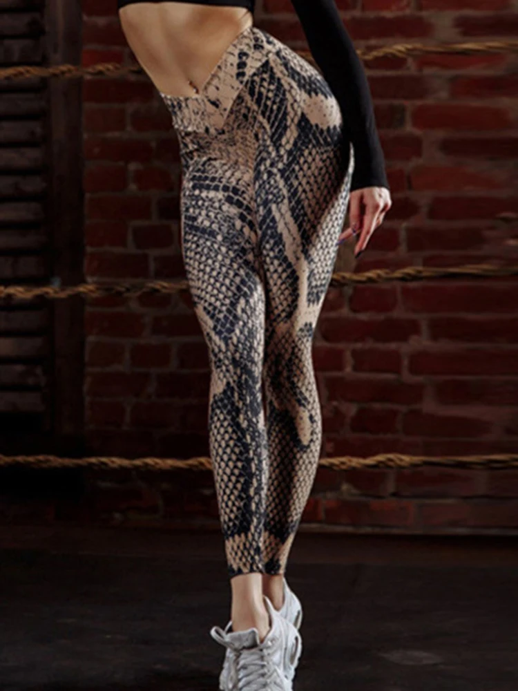 Sexy Leggings High Waist Women Snake Printed Casual Female Slim Push Up Workout Fitness Yoga Pants Sport Gym Leggins