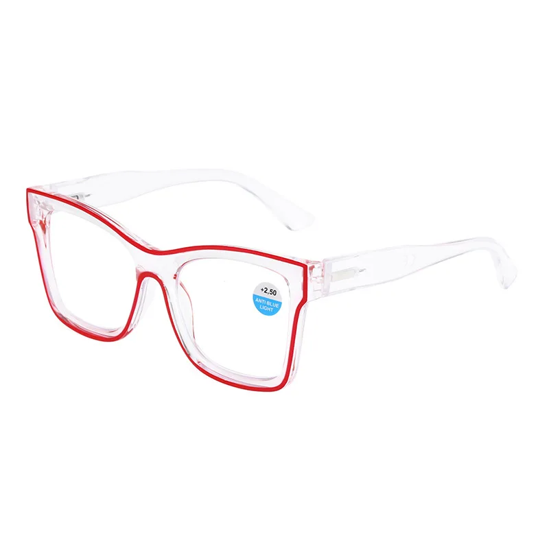 Модный дизайн большие квадратные очки для чтения синие блокирующие пружинные