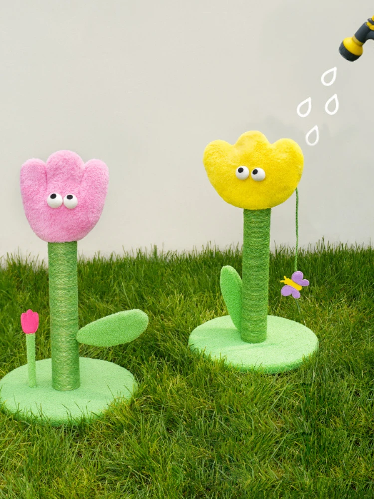 

Tulip Shape Cat Scratching Column Board Wear-resistant Crumbs Claw Plate Resistant Scratcher Jumping Training Toy Cat Supplies