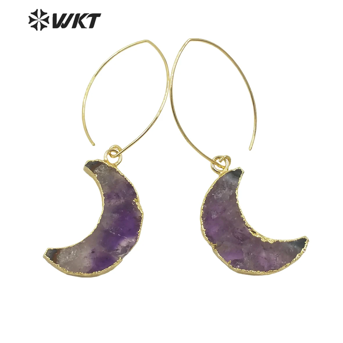 Серьги WT-E666 WKT в форме нежной Луны, бриллиантовые серьги, специальные женские ювелирные изделия, серьги из натурального камня