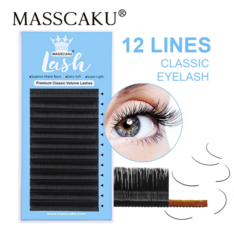 

MASSCAKU c/d curl beauty soft individual eyelash extension custom private label with eyelash extension packaging box