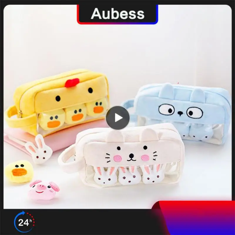 

Канцелярские принадлежности, органайзер, сумка для хранения, плюшевый Удобный маленький медведь, карандаш, Женская плюшевая сумка для руче...