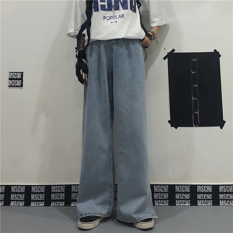 

Джинсы женские с широкими штанинами, Модные свободные прямые повседневные брюки в стиле ретро, в стиле Хай-стрит, Харадзюку