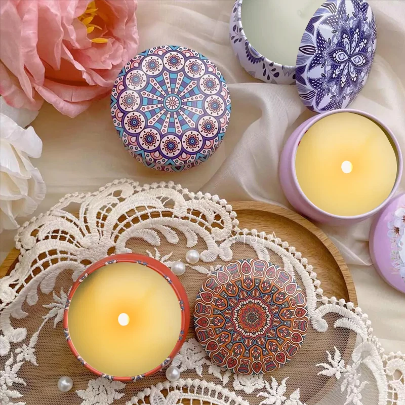 Винтажные ароматизированные свечи набор цветочный канделябр фрагранс соевый воск естественный с жестяной банкой свадебные дни рождения рождественские подарки дома на.