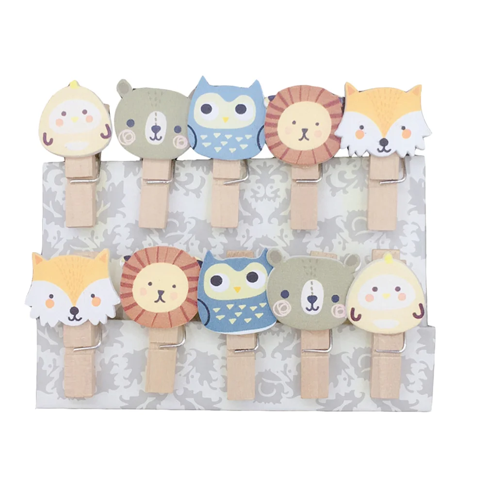 

100PCS Mini Wood Clips Forest Animals Photo Pegs Clothespins for Artwork Decoration Display Picture