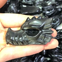 natural obsidian quartz hand carved obsidian dragon head crystals and stones healing polished mineral ornaments home decoration