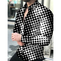 2022 fashion luxury social dots 3d print shirts men turn down collar buttoned shirt casual long sleeve cardigan mens clothing