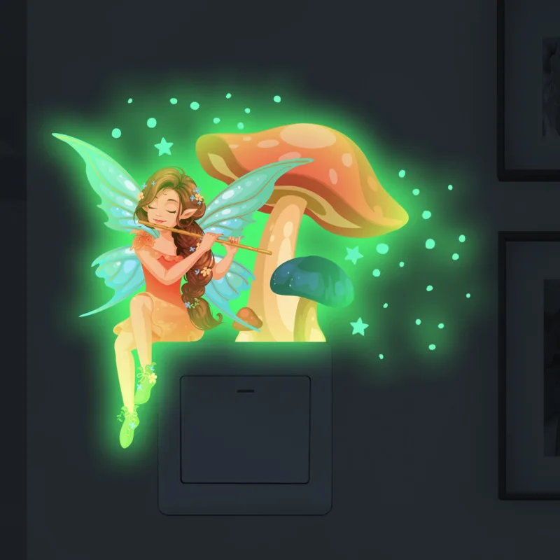 

Cartoon Romantic Fairy Mushroom Luminous Star Wall Stickers Luminous Paste Self-adhesive Decorative Wall Stickers In Living Room