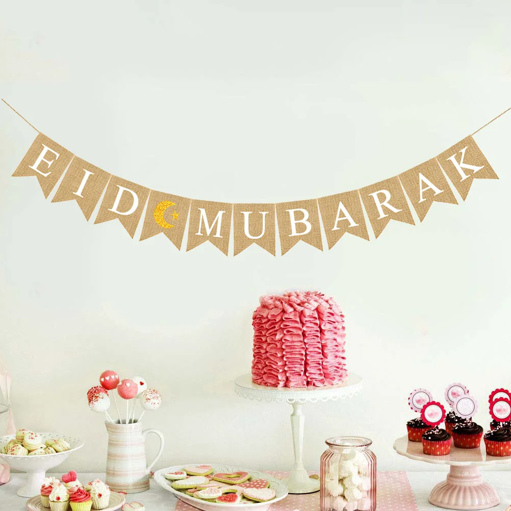Мусульманский банер с овсянкой для Рамадана декоративный баннер из мешковины Ид