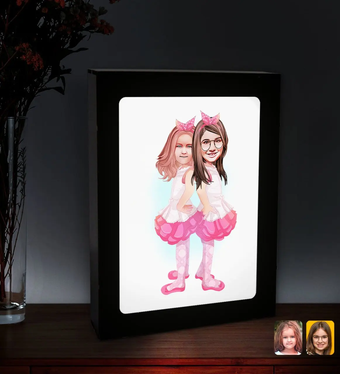 

Personalized Sisters Caricature Of Led Lighted Wood Picture Çerçevesi-3