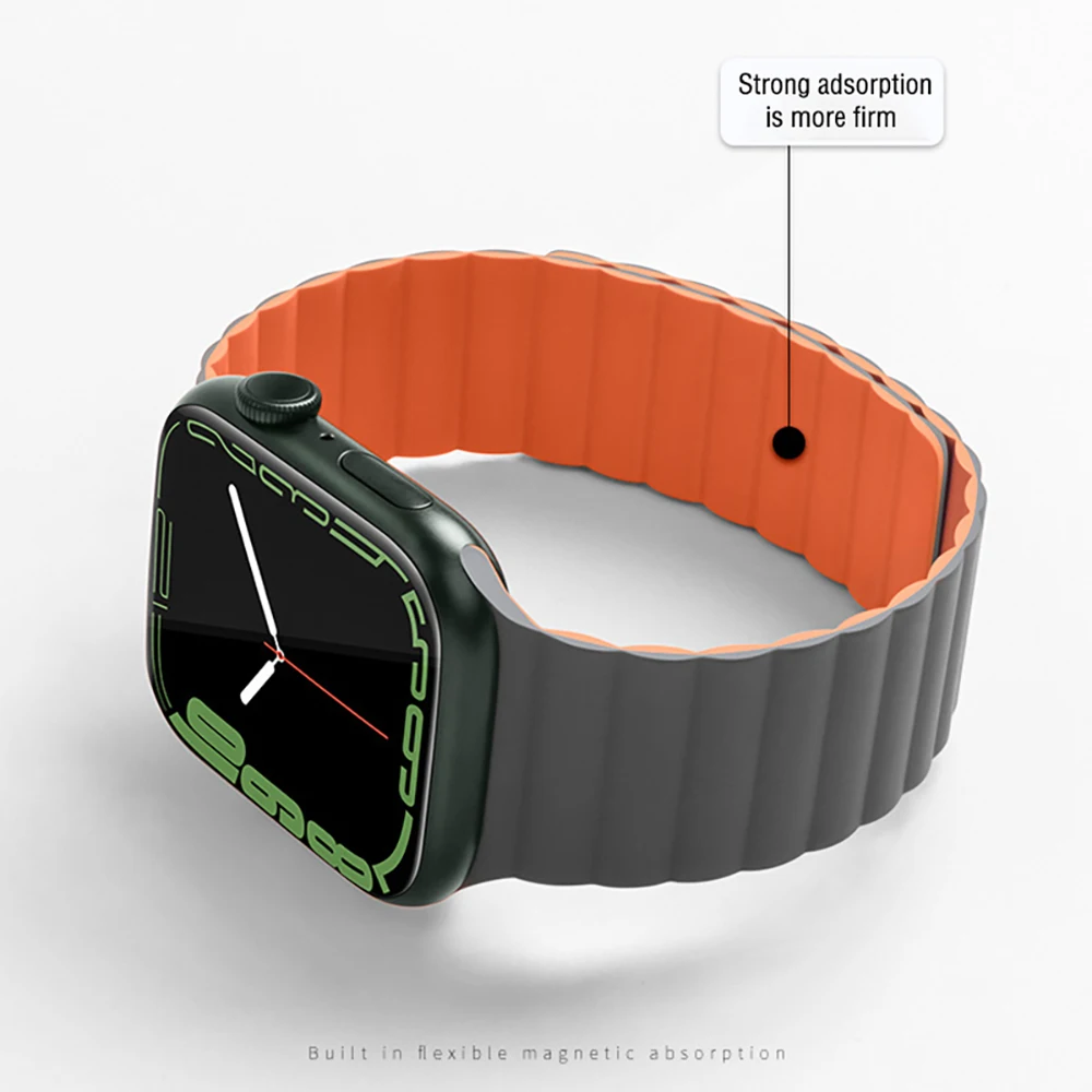 Silicone Loop Strap for Apple Watch Ultra 8 7 49mm 45mm 41mm 654SE 44mm 40mm Magnetic Bracelet Wriastband for Iwatch 3 2 42 38mm