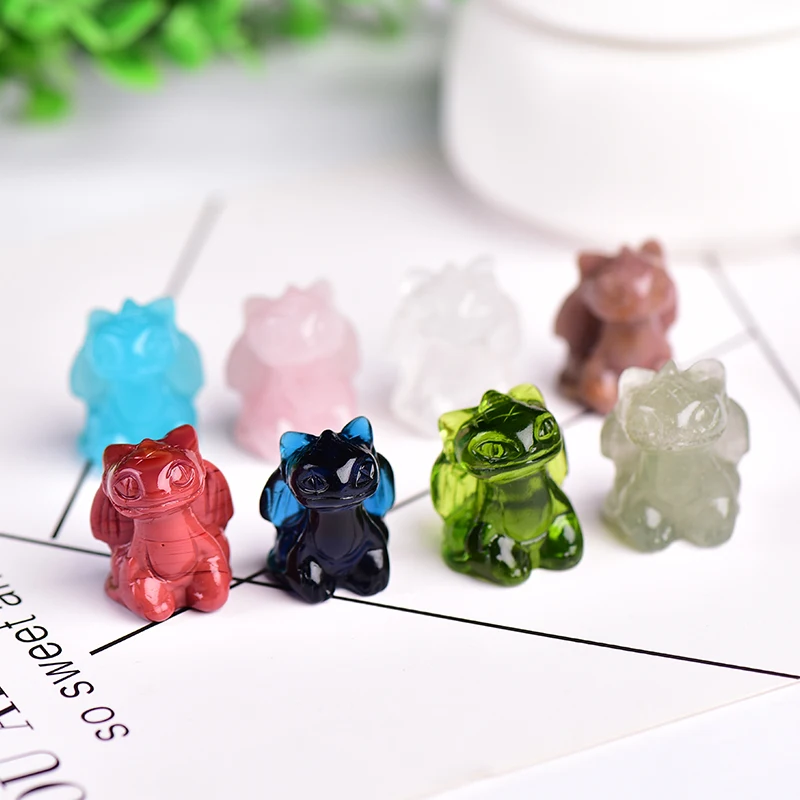 

100% Natural Crystal and stone Cute Little Flying Dragon Carving Room Decor Healing Crystal Point White Crystal Home Decorations