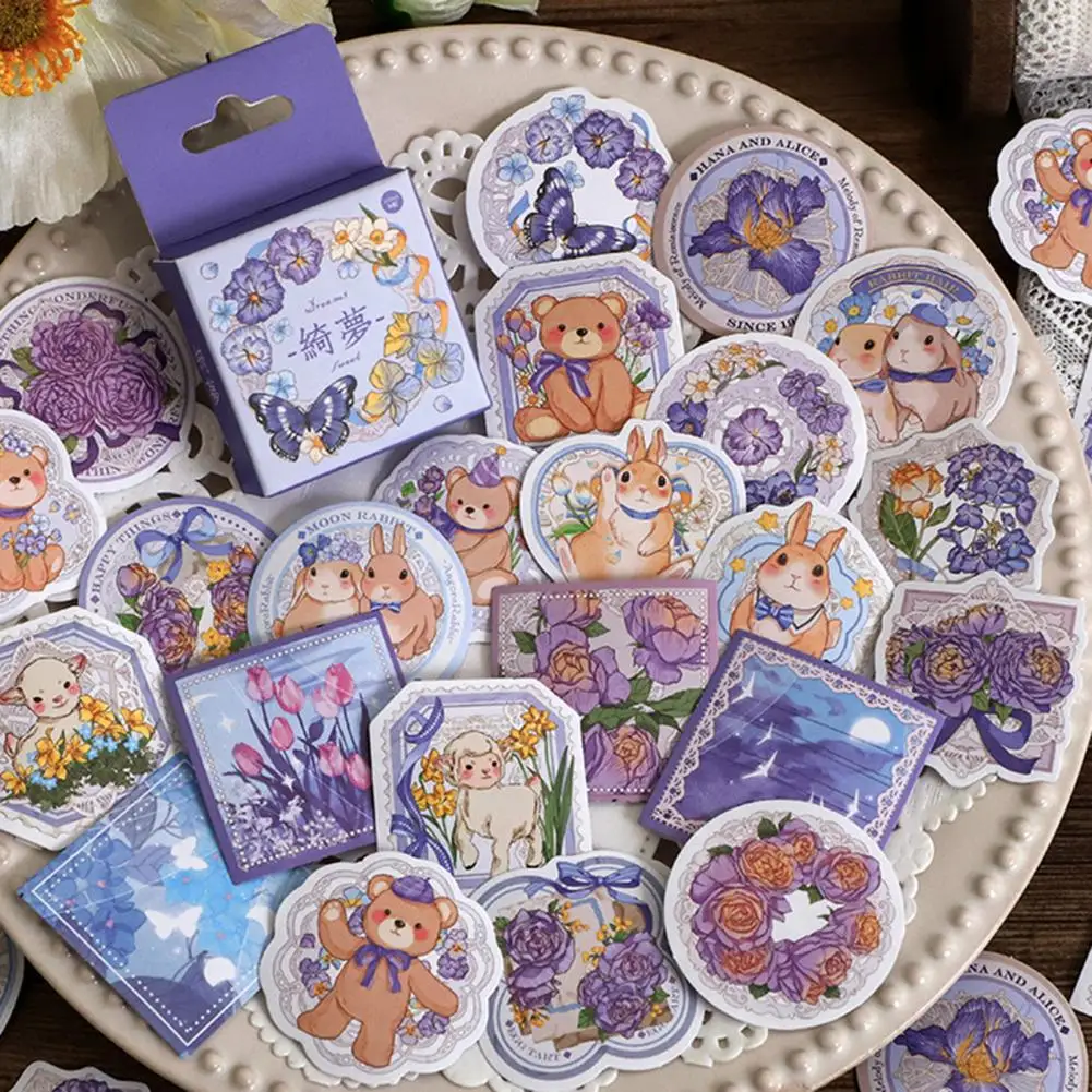 

46Pc Sealing Stickers Cute Self Adhesive1 Waterproof Mirror Flower Series Journal Diary DIY Scrapbooking Stickers School Supplie