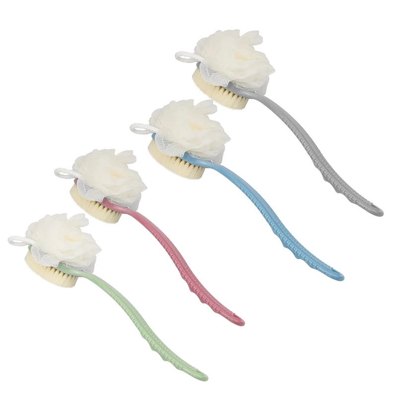 

Щетка для ванны с мягкой щетиной и длинной ручкой, домашний инструмент для трения, двусторонняя пластиковая щетка для ванны с шариком