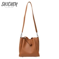 women retro handbag designer models fashion soft leather bucket bag fashion simple lychee pattern single shoulder crossbody bag
