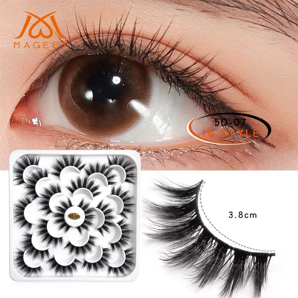 

NEW2023 10 Pairs Of Lotuses With 5D Mink False Eyelashes And Natural Dense Eyelashes 3d mink lashes eyelashes make up D323