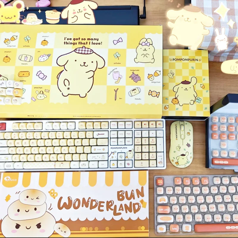 Akko 5108b Pom Purin софирменная Механическая игровая клавиатура с тремя режимами Sanrio