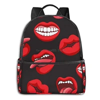 colorful lips printed multifunctional mens and womens backpacks business and travel laptop backpacks school bags 14 5x12x5 in