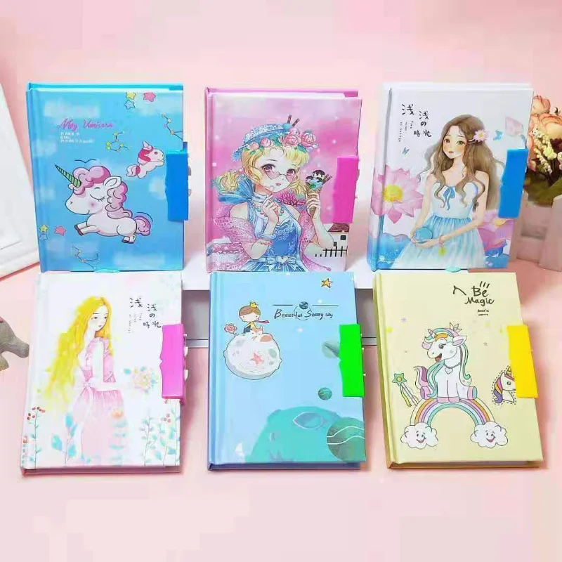 Kawaii Children Creative Hard Copy Book Password Notebook Student Diary With Lock Notebook Office School Supplies Random Color