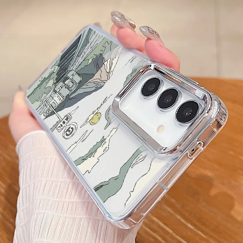 Чехол с покрытием линзы Anime Tram Town для Samsung Galaxy A55 A54 A35 A25 A15 5G A33 A14 A34 A52 A53 S20 S21 FE S22 S23 S24