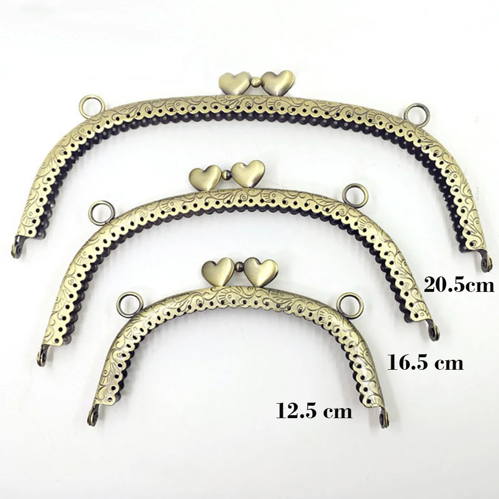 10pcs/lot 12.5CM Metal Frame Accessories for Bags Frame Purse Making Kiss Clasp Lock Vintage Copper DIY Clutch Bag Lock Frame