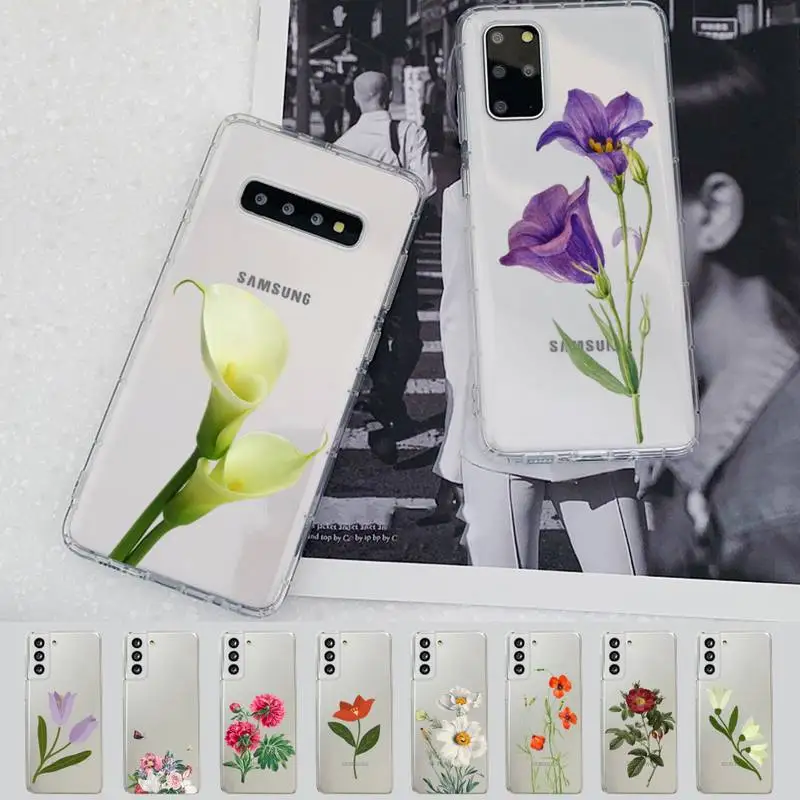 

Flowers Phone Case for Samsung A51 A52 A71 A12 for Redmi 7 9 9A for Huawei Honor8X 10i Clear Case