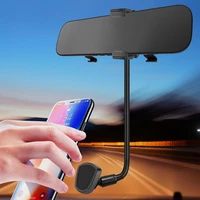 magnetic phone holder car rearview mirror mount 360 rotatable space saving adjustable mini auto gps navigation bracket