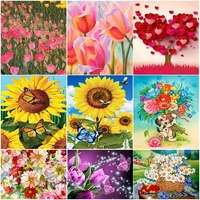 diy full ab drill diamond painting 5d sunflower tulip daisy dog embroidery mosaic pictures cross stitch kit home decor art gift