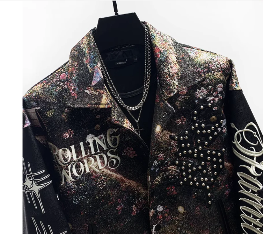 Тяжелая промышленная вышитая Мужская куртка универсальный Повседневный