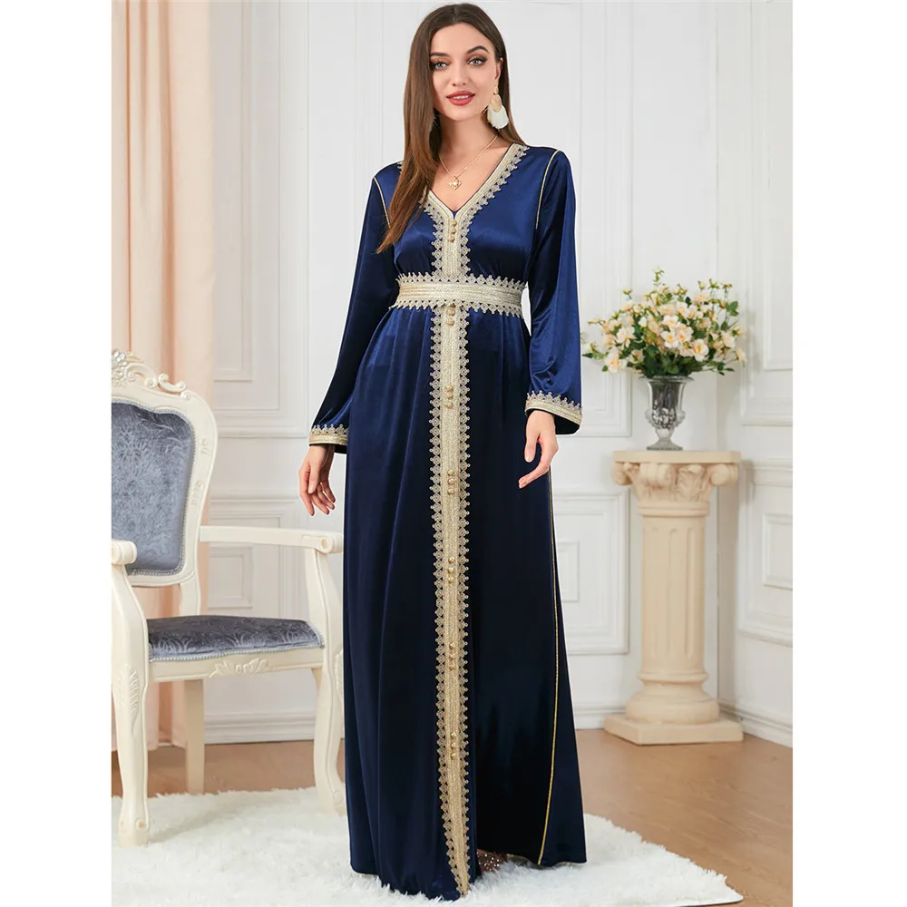 

Velvet Abayas Women Muslim Luxury Dubai Turkey Arabic Maxi Dress Islamic Evening Party Jilbab Kaftan Eid Ramadan Gown Vestidos