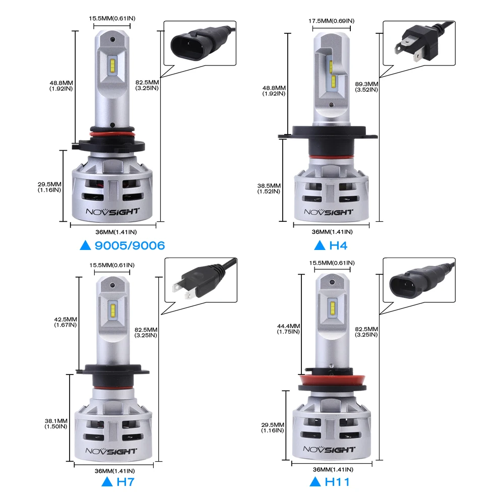 NOVSIGHT, лампы для автомобильных фар головного света, H4, H11, H8, H9, HB3 9005, HB4 9006, 60 Вт, 6500 лм, K, белые супер яркие фары головного света, противотуманные ... (art.: 3920c01ee6fa7) - 3920c01ee6fa7