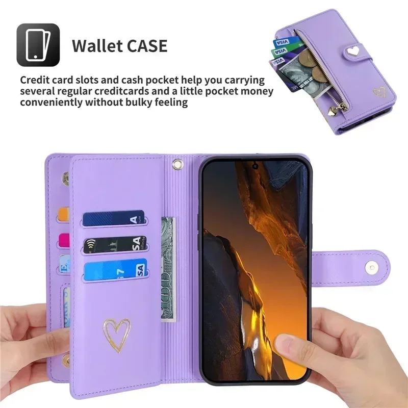 Флип-кошелек на молнии для Vivo Y200 Y100 Y93 Y91 Y83 Y78 Y78T Y77 Y76 Y75 Y73S Y70S мульти 9 карт кожаный