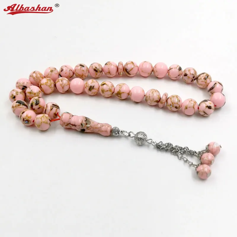 

ALBASHAN Tasbih Pink Stone Inside Natural Seashell Misbaha Muslim Women Prayer Beads Islamic Eid Gift Rosary Arabic Bracelet