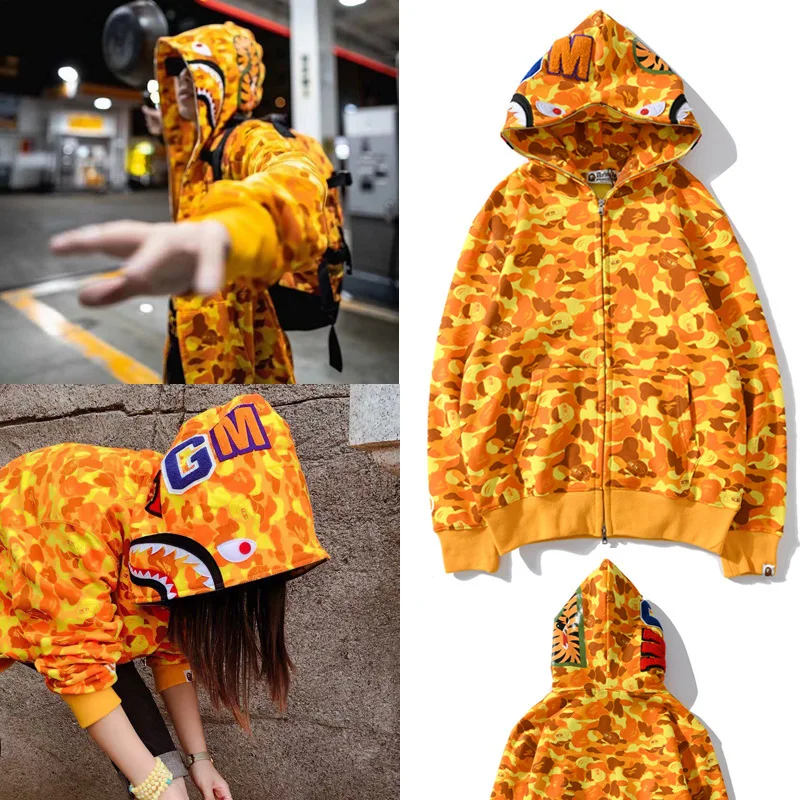 

Men's Women's Shark Classic Camouflage Bape Hoodie Hip Hop Harajuku Plus Cotton Y2K Hoodies HighQuality Zipper Sports Jacket