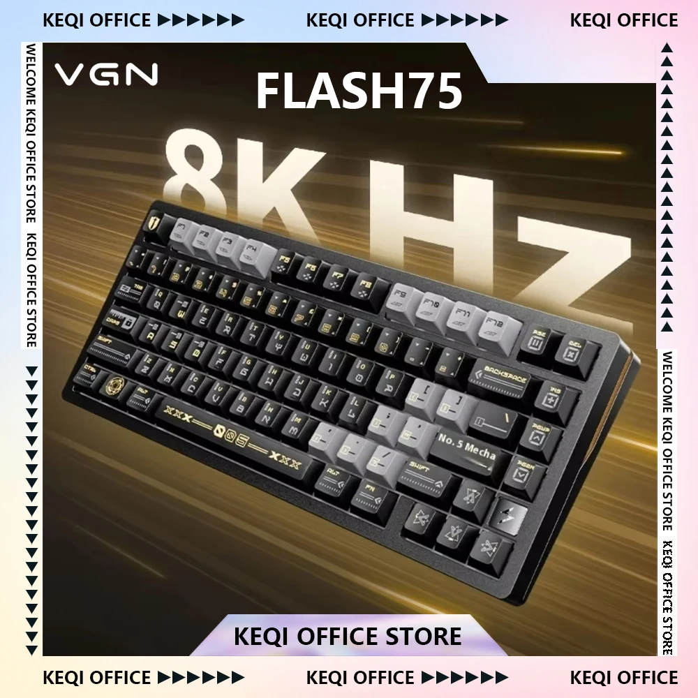 Фото VGN Flash75 Магнитная клавиатура Алюминиевая прокладка корпуса с возможностью горячей замены RGB RT0,8 кГц 001 мм Быстрый триггер Пользовательская проводная игровая клавиатура Подарок №1