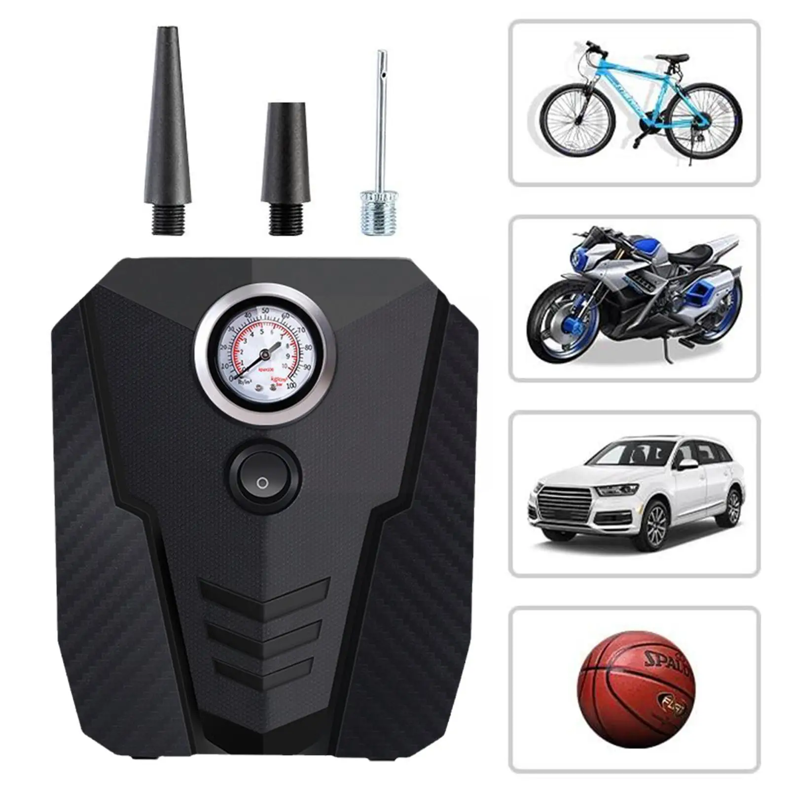 

High Power Car Air Pump Tire Inflator Automatic Charge Compressor High-pressure Tire Portable Air Car Double-cylinder Stop K3l8